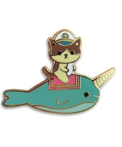 Admiral Whiskers Narwhal Ride Enamel Pin By 100% Soft