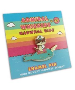 Admiral Whiskers Narwhal Ride Enamel Pin By 100% Soft