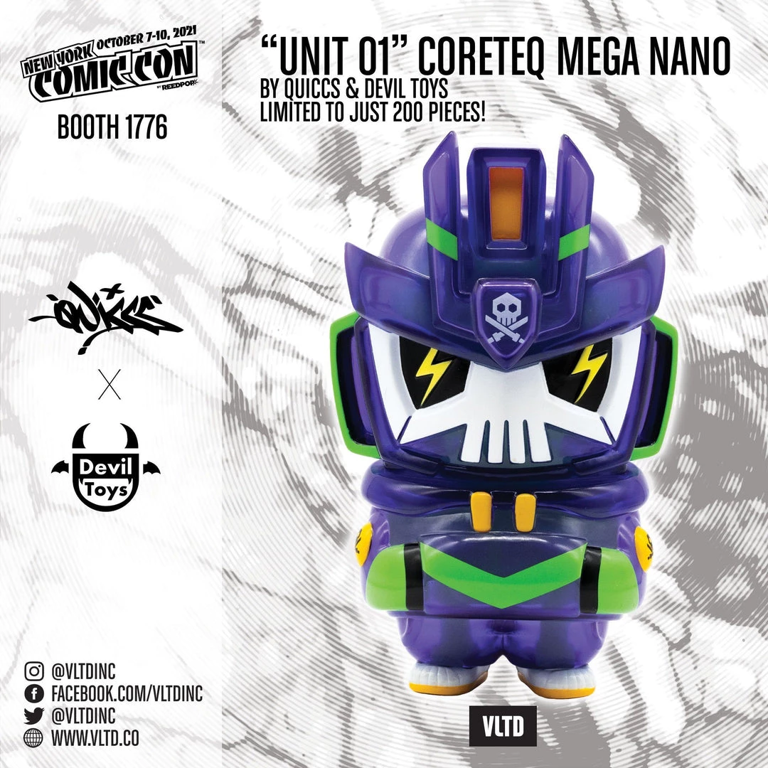 CoreTEQ Mega NanoTEQ "UNIT 01" By Quiccs & Devil Toys - GLOWS IN THE DARK! - VLTD NYCC 2021 Exclusive - LE199 5 CoreTEQ Mega NanoTEQ "UNIT 01" By Quiccs & Devil Toys - GLOWS IN THE DARK! - VLTD NYCC 2021 Exclusive - LE199