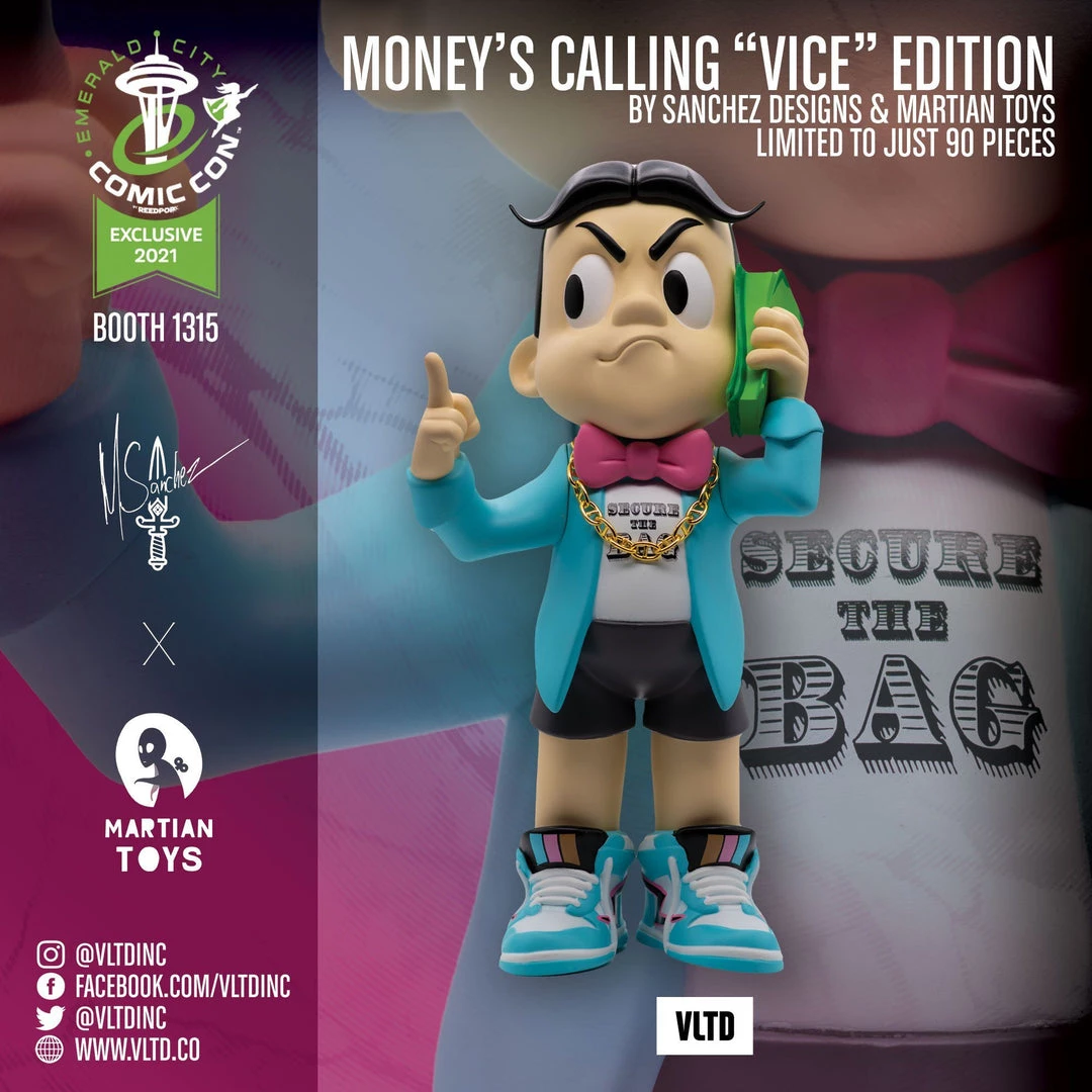 Money's Calling "Vice" Edition By Sanchez Designs X Martian Toys - A VLTD ECCC 2021 Exclusive - LE90 In-Stock Items 4 Money's Calling "Vice" Edition By Sanchez Designs X Martian Toys - A VLTD ECCC 2021 Exclusive - LE90 In-Stock Items