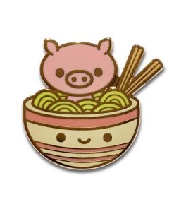 Pig Chan's Ramen Soak Enamel Pin By 100% Soft
