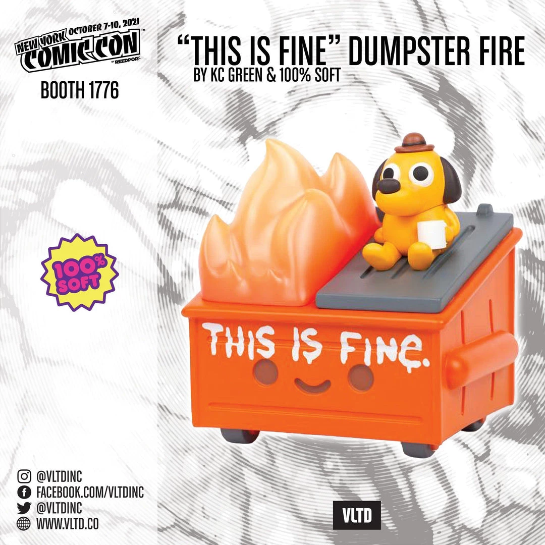 This Is Fine Dumpster Fire Vinyl Figure By KC Green & 100% Soft 8 This Is Fine Dumpster Fire Vinyl Figure By KC Green & 100% Soft
